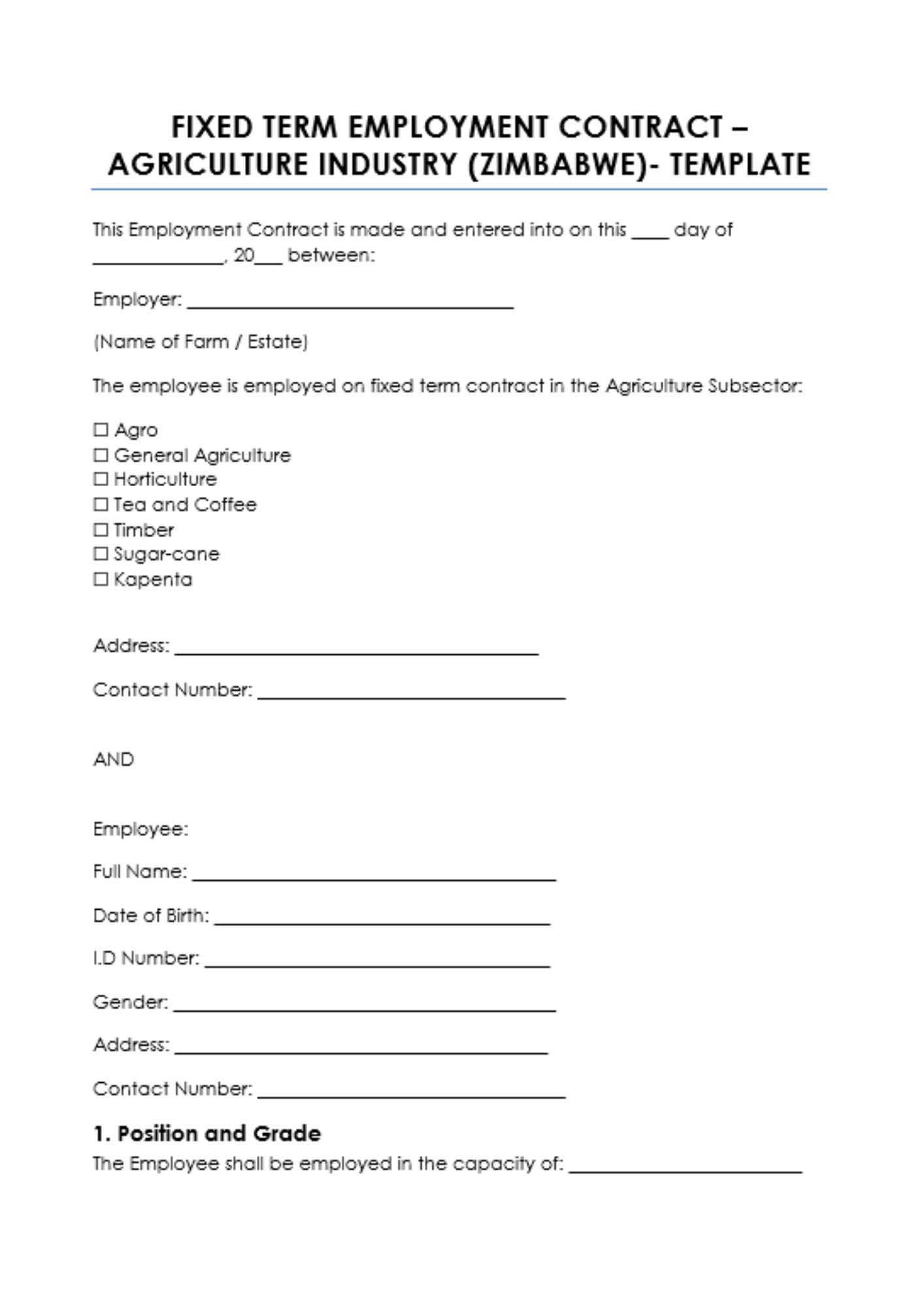 Fixed Term Employment Contract
